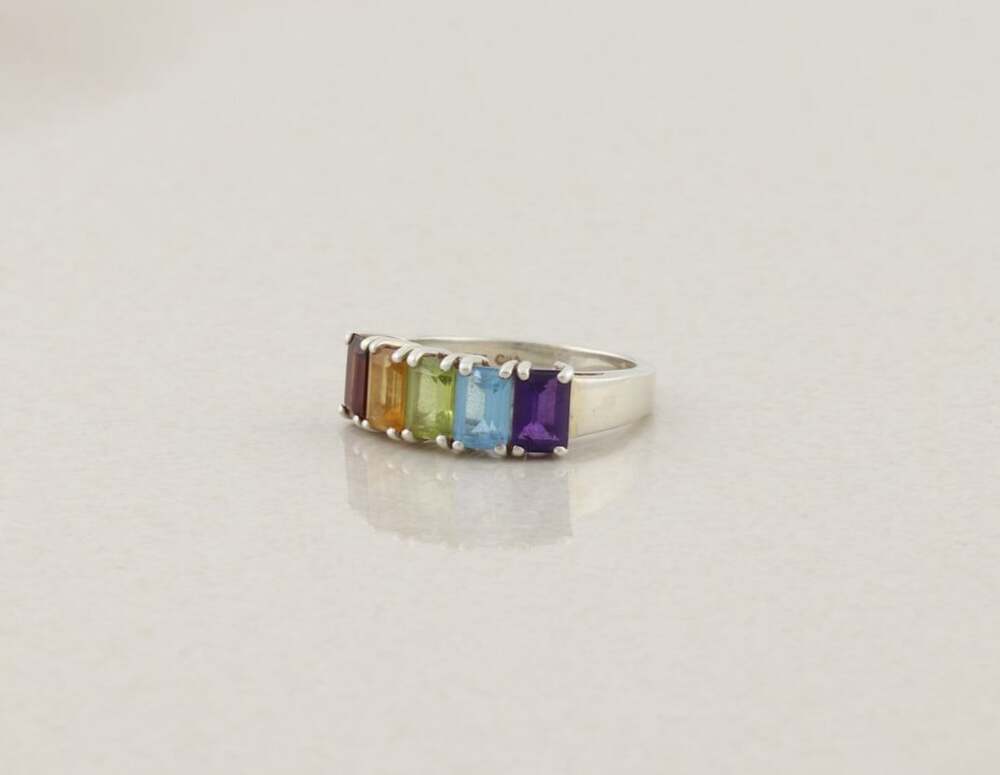 Sterling Silver Multi Gemstone Ring Size 7 - Picture 5 of 7